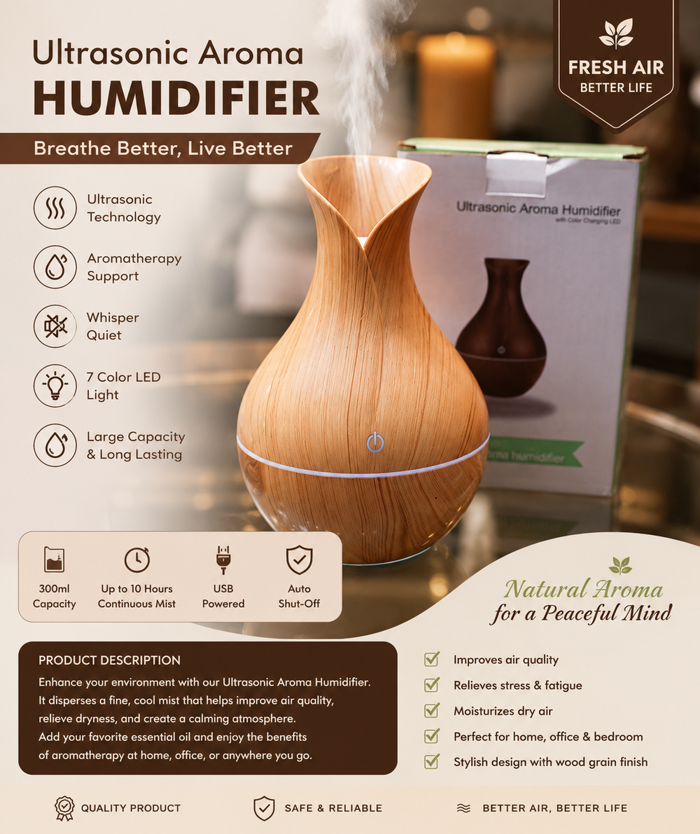 🌿 Ultrasonic Aroma Humidifier