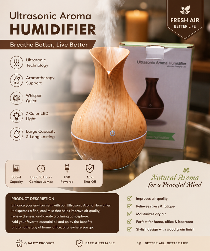 🌿 Ultrasonic Aroma Humidifier